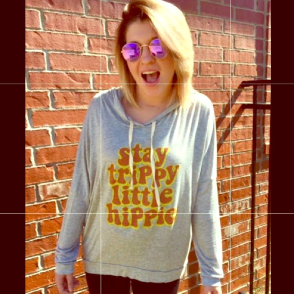 Gray "Stay Trippy Little Hippie" Hoodie